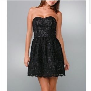 aYa Aflalo Black Lace Constance Strapless Dress